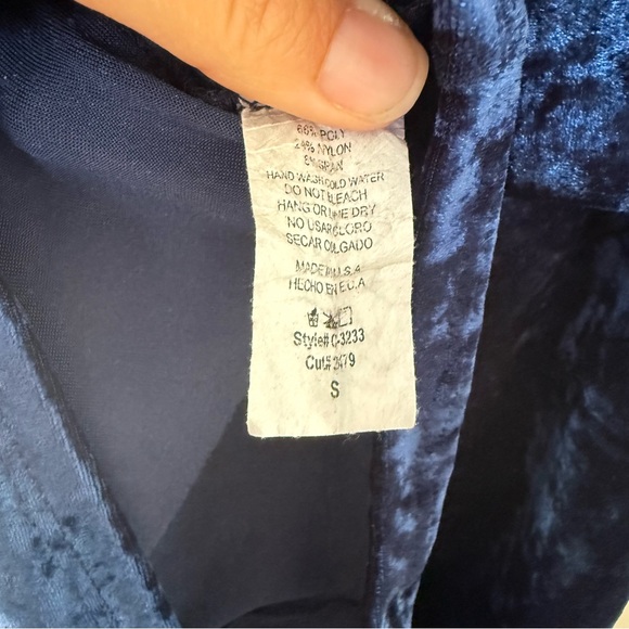 Windsor Y2K Velvet Dress Women’s Small Blue Cocktail  Bodycon Sexy Plunge Neck - Picture 6 of 8